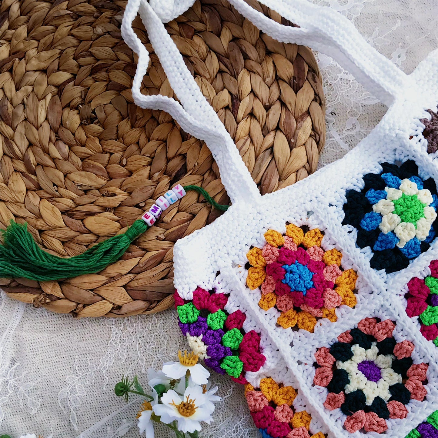 Handmade Crochet Granny Square Bags, Colorful Boho Tote Bags, Unique Crochet Market Bags, Vibrant Crochet Handbags, Artisan Crochet Fashion
