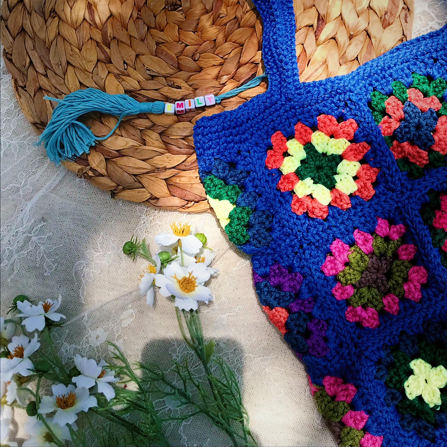 Handmade Crochet Granny Square Bags, Colorful Boho Tote Bags, Unique Crochet Market Bags, Vibrant Crochet Handbags, Artisan Crochet Fashion