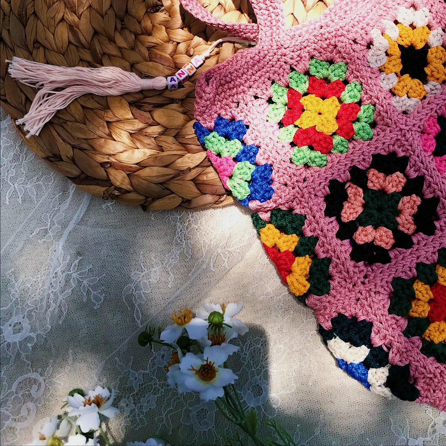 Handmade Crochet Granny Square Bags, Colorful Boho Tote Bags, Unique Crochet Market Bags, Vibrant Crochet Handbags, Artisan Crochet Fashion