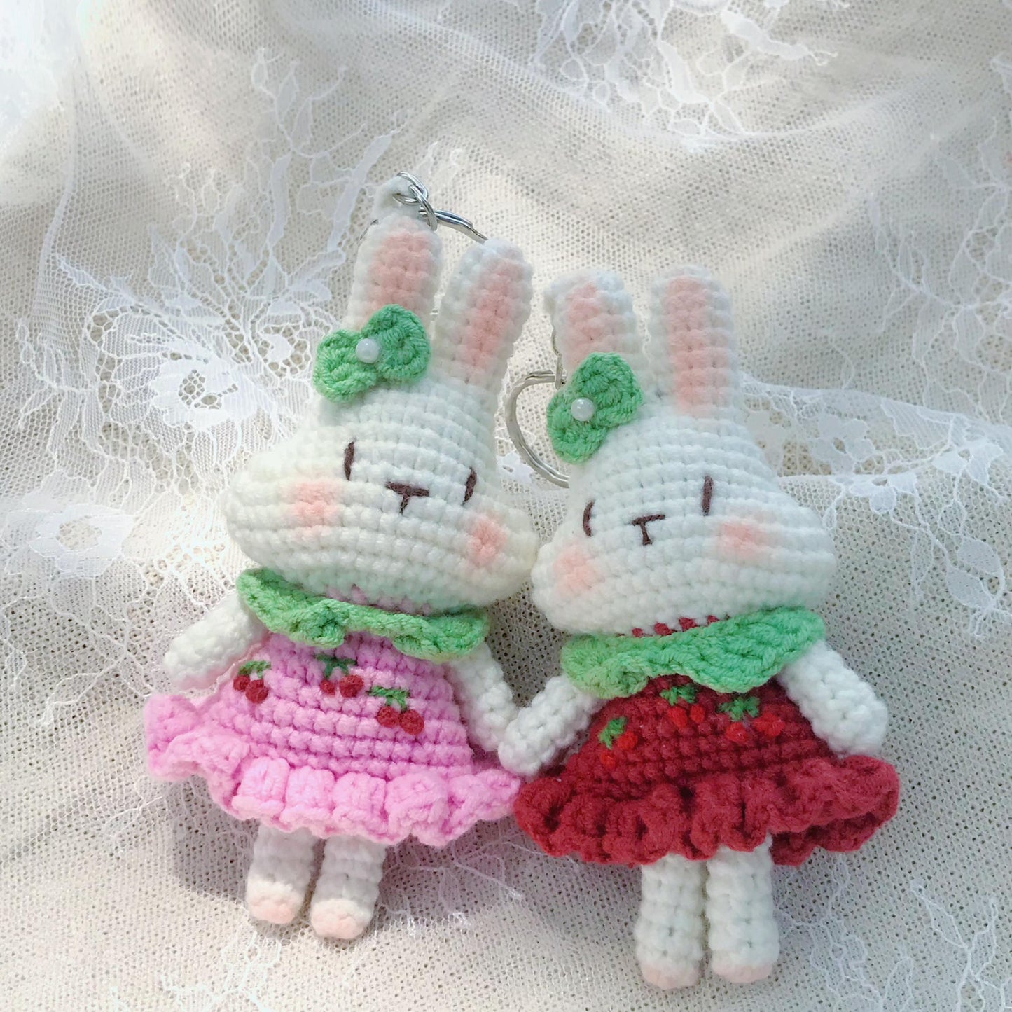 Handmade Crochet Bunny Keychains, Cute Crochet Animal Charms, Unique Crochet Gift, Kawaii Crochet Accessories, Artisan Crochet Keychains