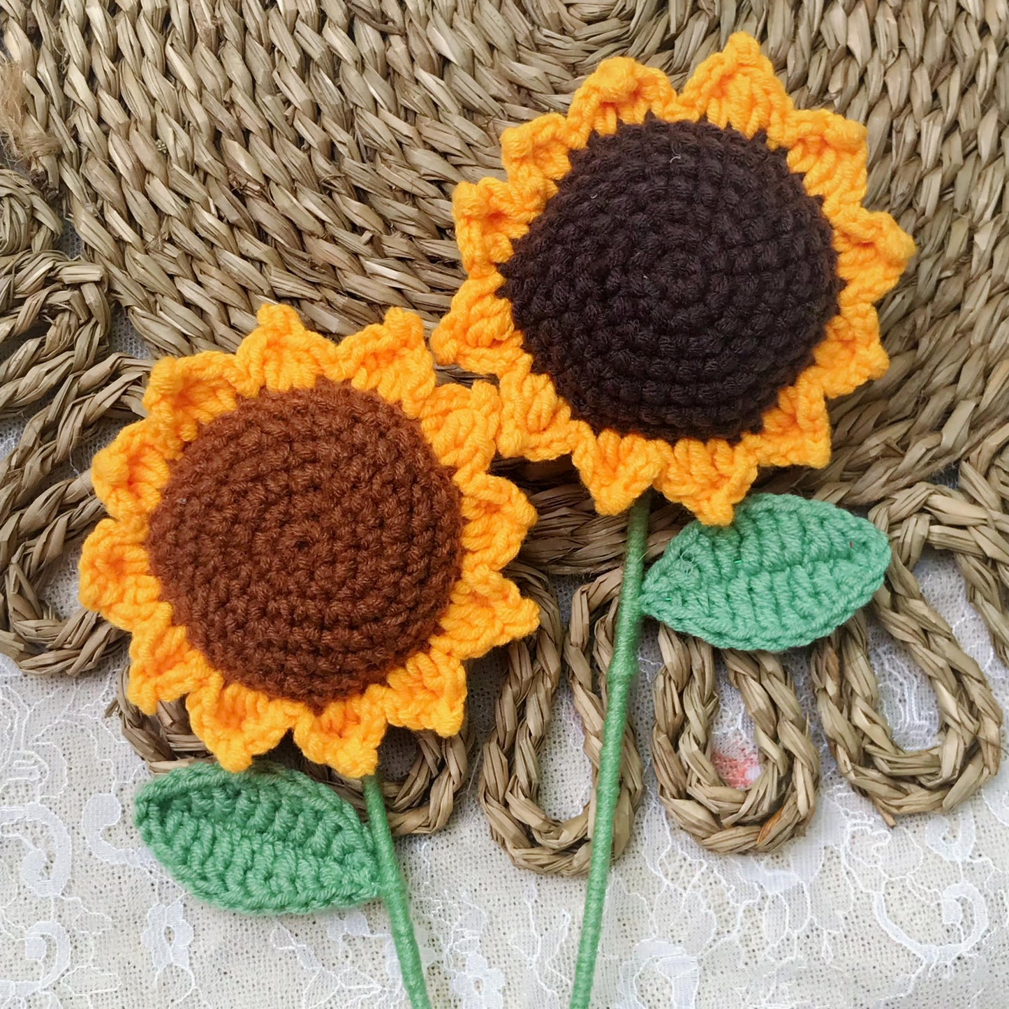 Handmade Crochet Sunflower Bouquet, Cheerful Floral Decor, Unique Crochet Gift, Sunny Home Decor, Artisan Crochet Flowers