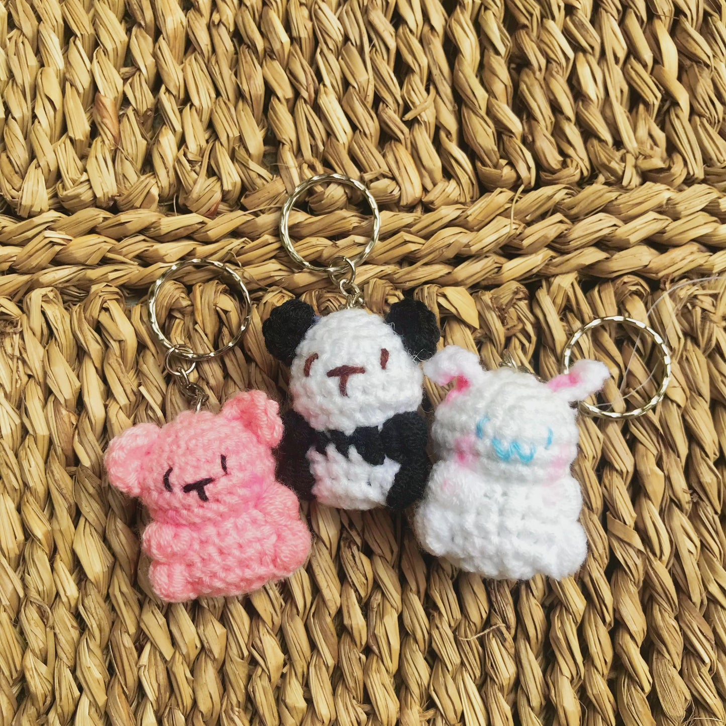Handmade Crochet Character Keychains, Cute Crochet Charms, Unique Crochet Gift, Kawaii Crochet Accessories, Artisan Crochet Keychains