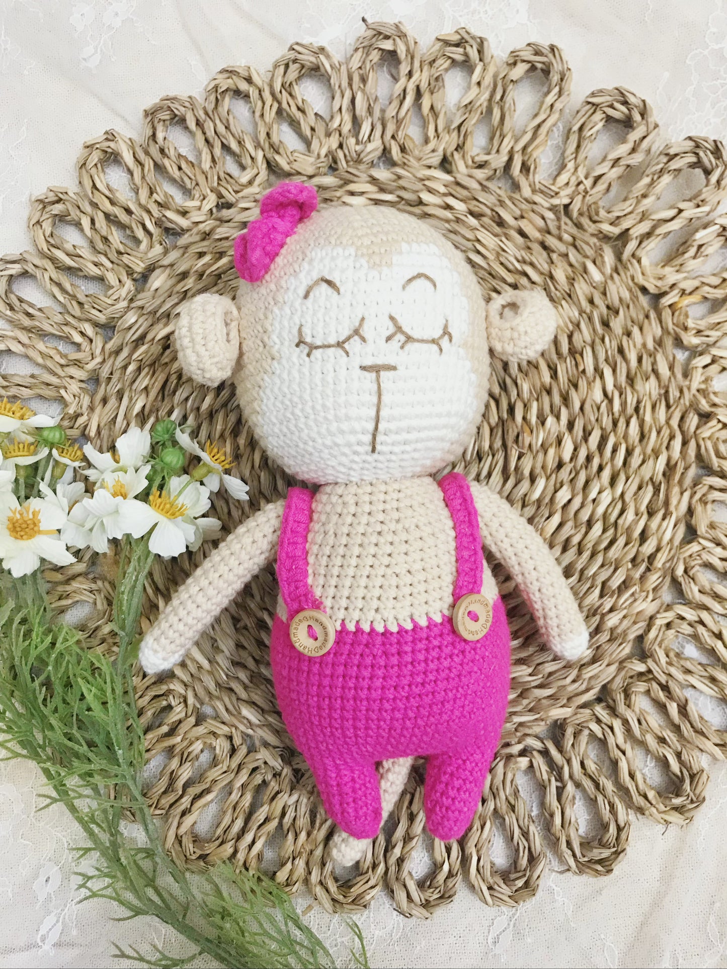 Cute Handmade Crochet Animal Plush Set - Cat, Bear, Pig, and Monkey in Adorable Outfits