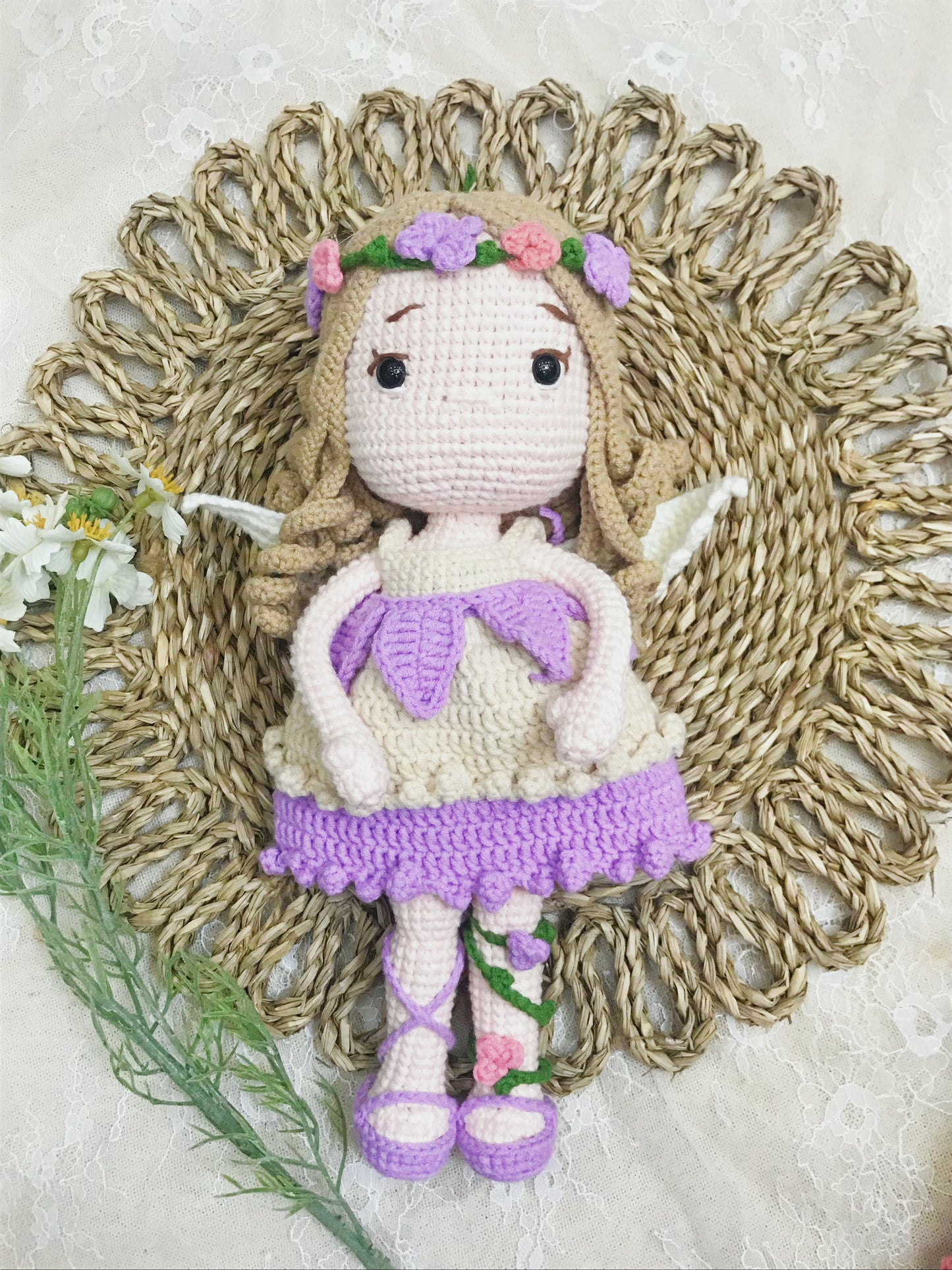 Handmade Crochet Doll, Fairy doll, gift for kids, Knit toy, Birthday gift for kids, Gift for daughter, niece gift, Baby plush, Baby doll