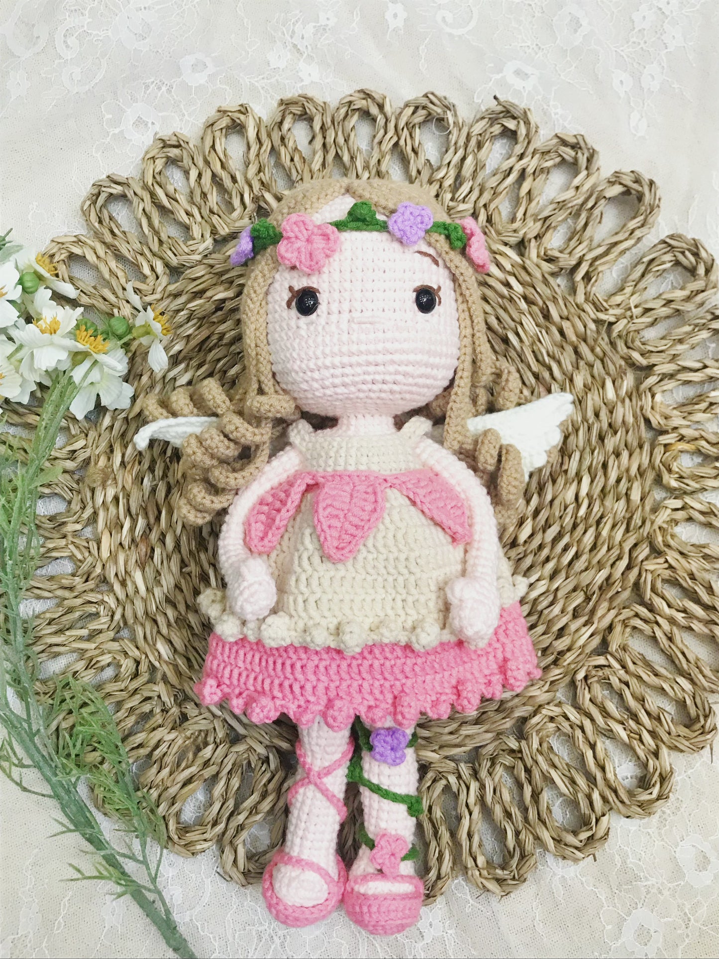 Handmade Crochet Doll, Fairy doll, gift for kids, Knit toy, Birthday gift for kids, Gift for daughter, niece gift, Baby plush, Baby doll