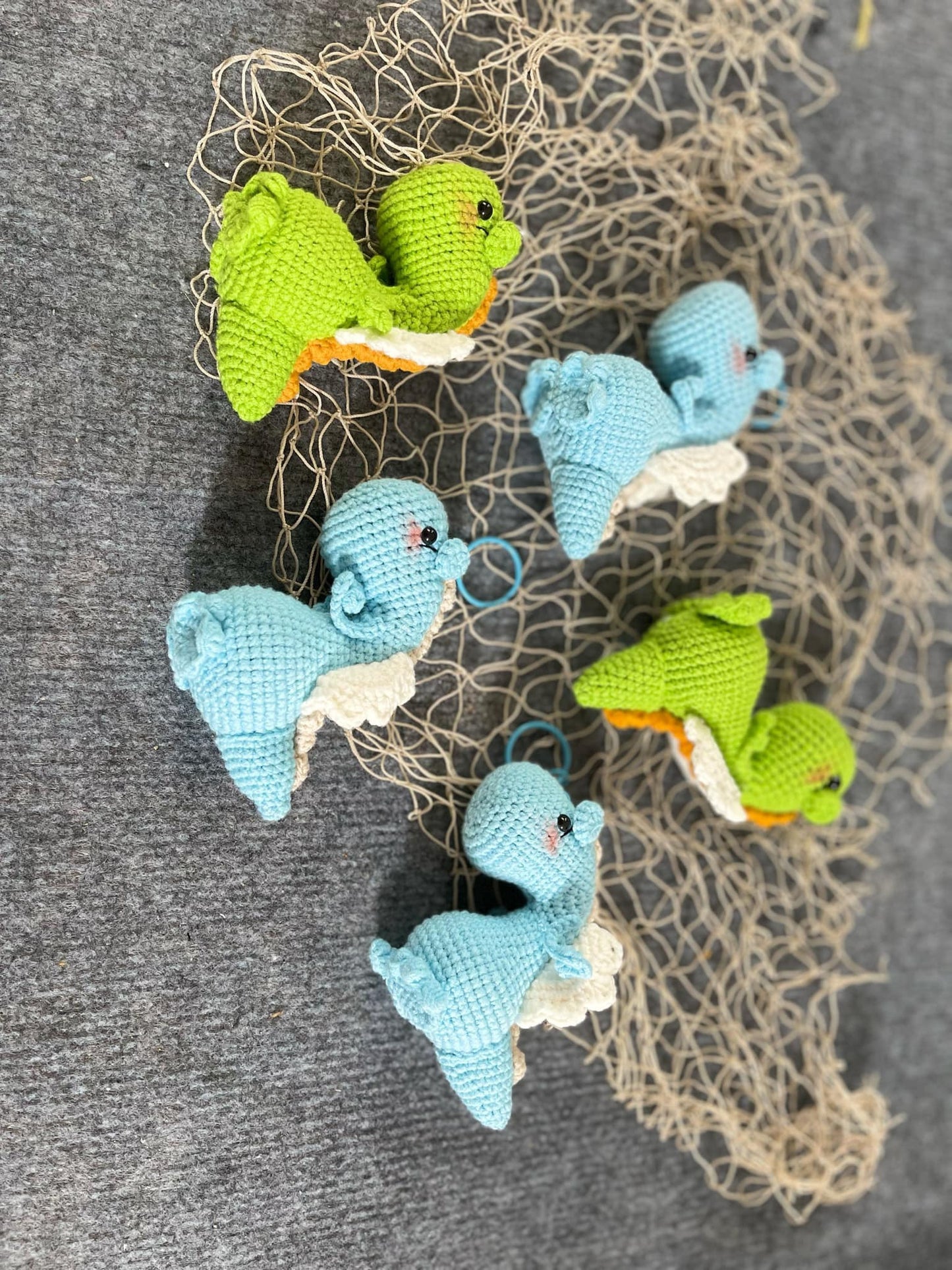 Handmade Crochet Dolphin Keychains, Cute Crochet Animal Charms, Unique Crochet Gift, Kawaii Crochet Accessories, Artisan Crochet Keychains