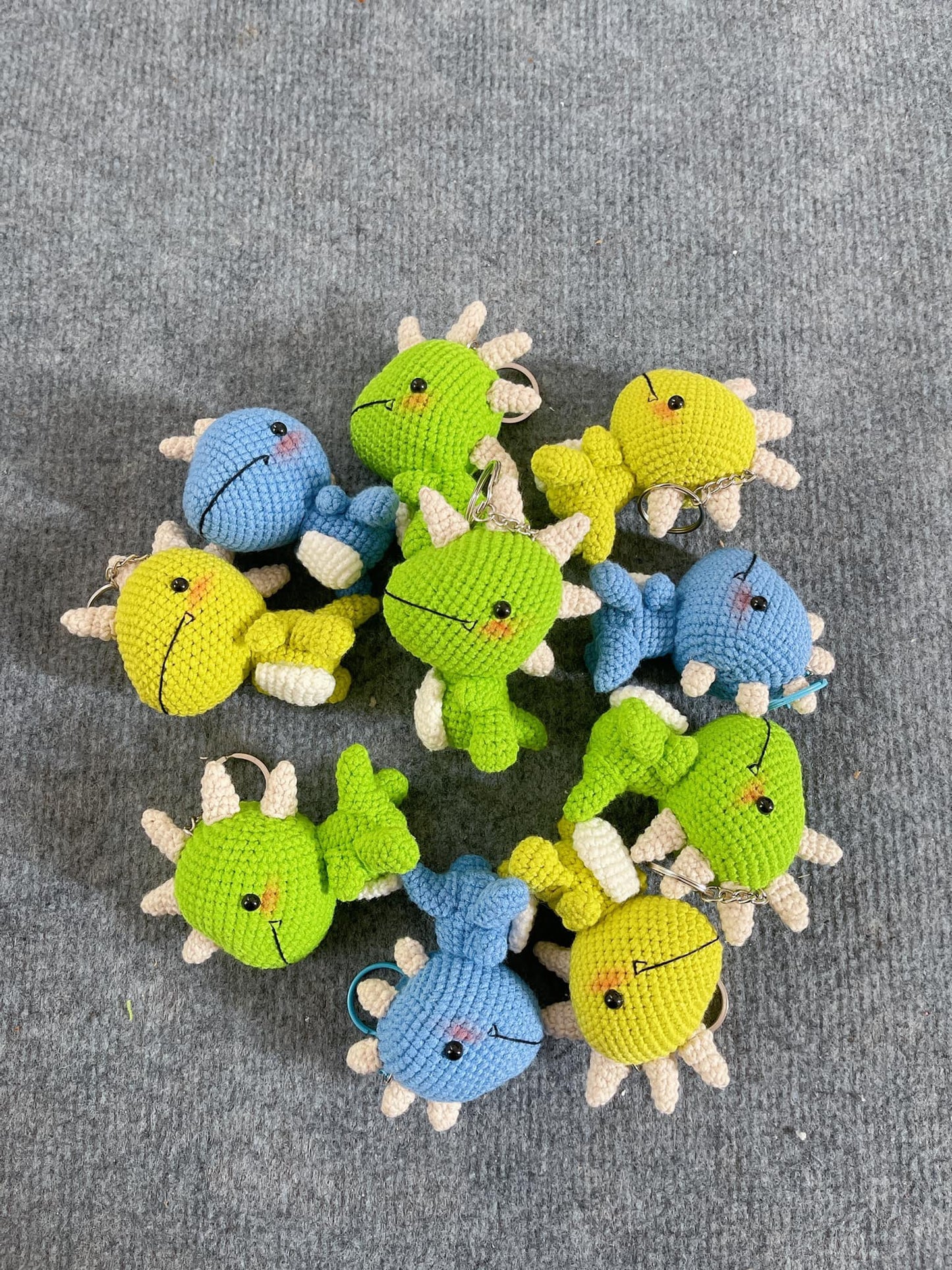 Handmade Crochet Dinosaur Keychains, Cute Crochet Animal Charms, Unique Crochet Gift, Kawaii Crochet Accessories, Artisan Crochet Keychains