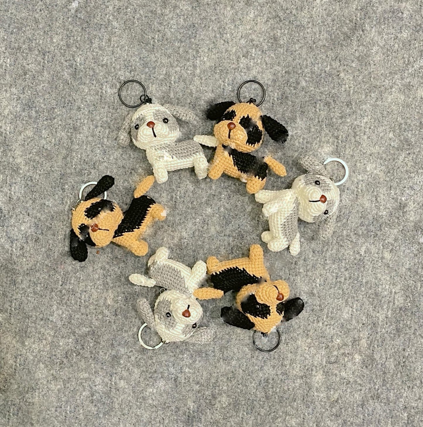 Handmade Crochet Puppy Keychains, Cute Crochet Animal Charms, Unique Crochet Gift, Kawaii Crochet Accessories, Artisan Crochet Keychains