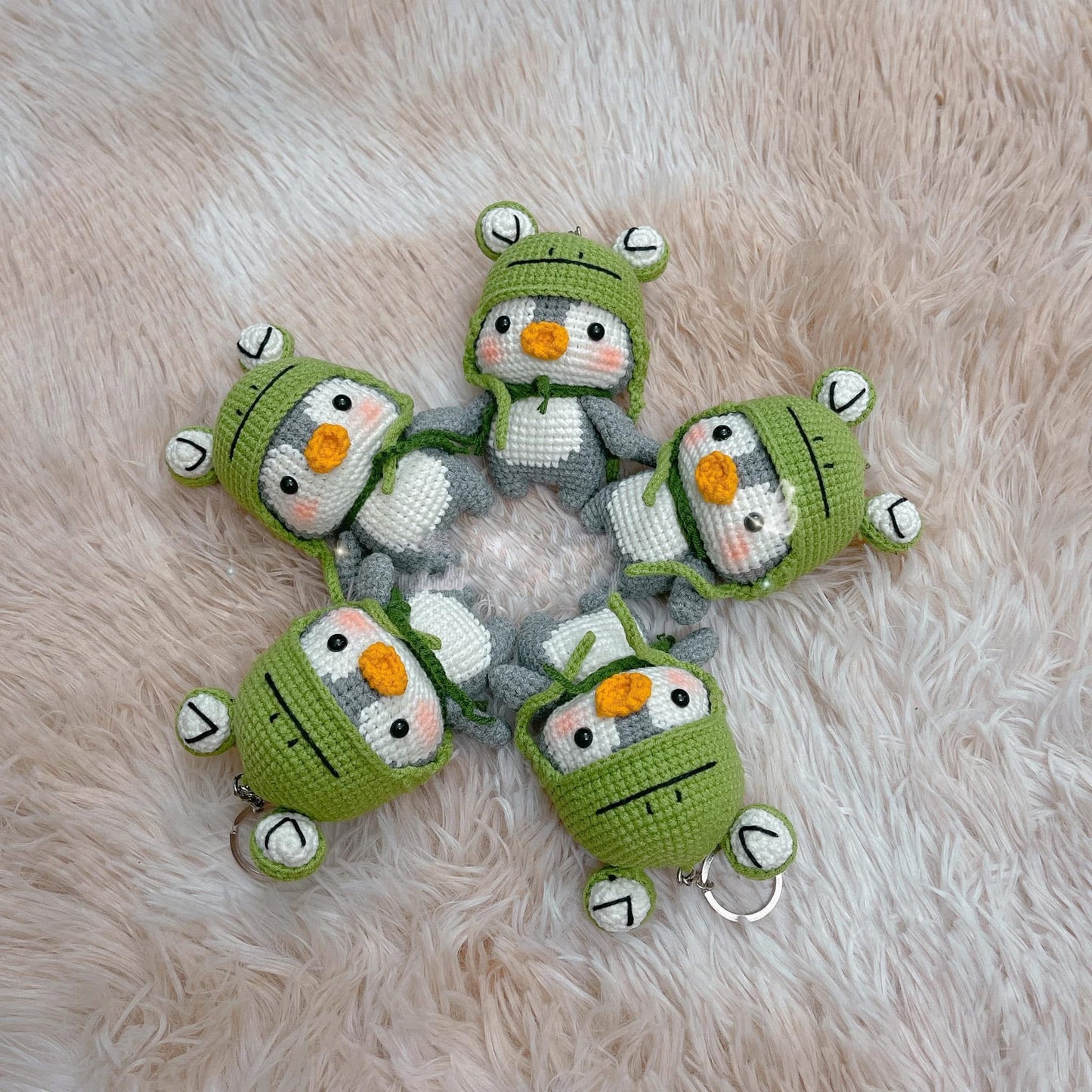 Handmade Crochet Penguin Keychains, Cute Crochet Animal Charms, Unique Crochet Gift, Kawaii Crochet Accessories, Artisan Crochet Keychains