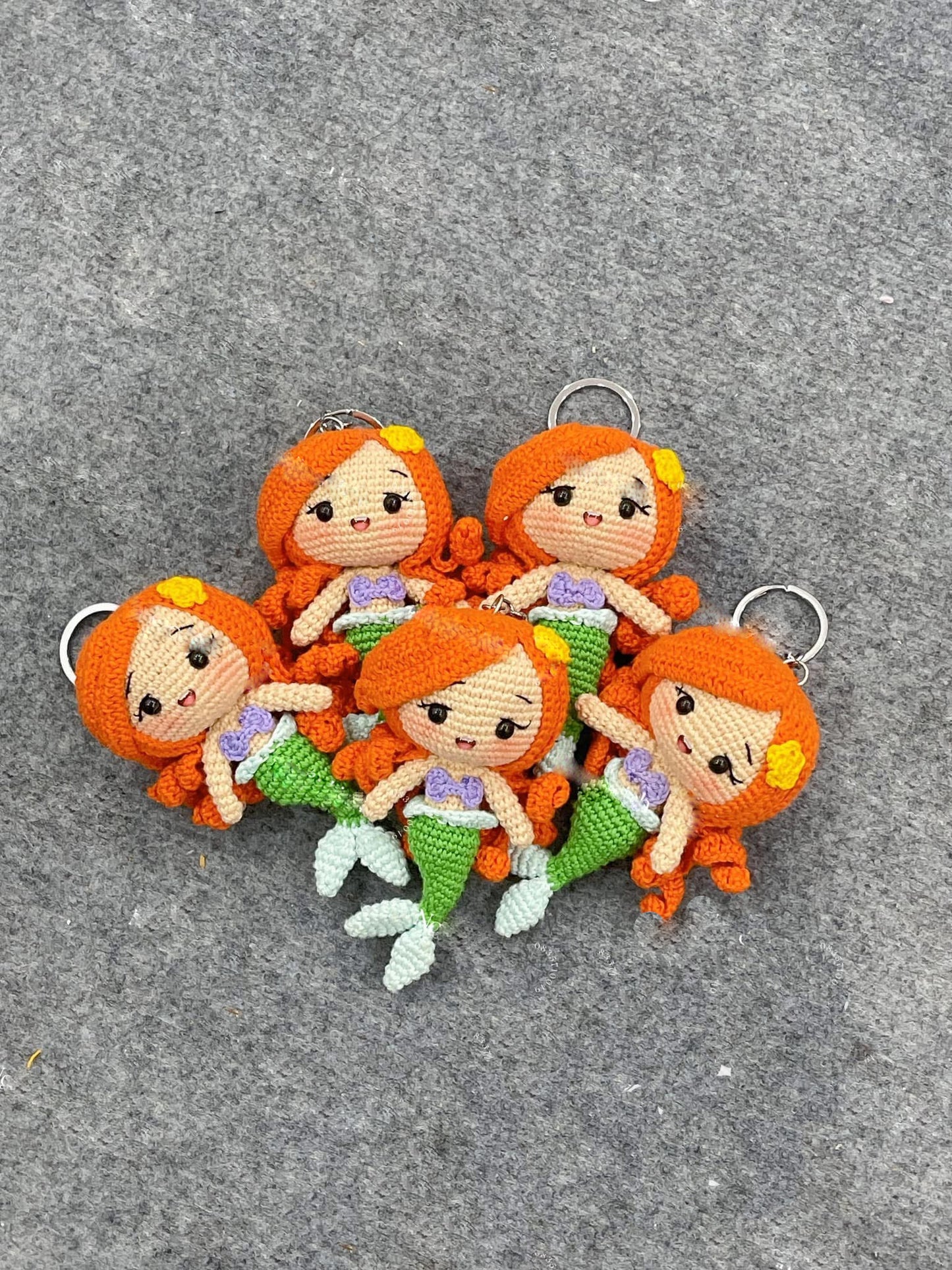 Handmade Crochet Mermaid Keychains, Cute Crochet Character Charms, Unique Crochet Gift, Kawaii Crochet Accessories, Artisan Crochet Keychains