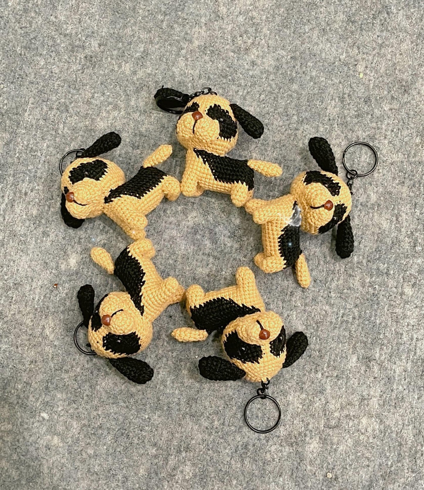 Handmade Crochet Puppy Keychains, Cute Crochet Animal Charms, Unique Crochet Gift, Kawaii Crochet Accessories, Artisan Crochet Keychains