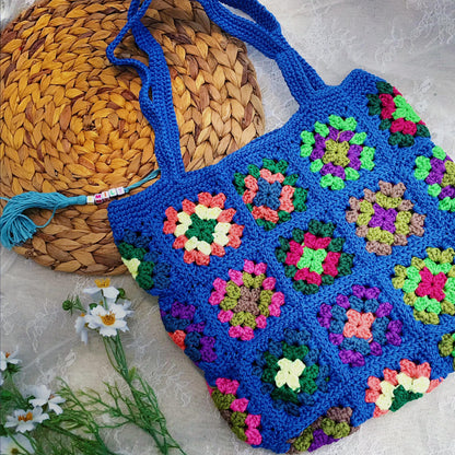 Handmade Crochet Granny Square Bags, Colorful Boho Tote Bags, Unique Crochet Market Bags, Vibrant Crochet Handbags, Artisan Crochet Fashion