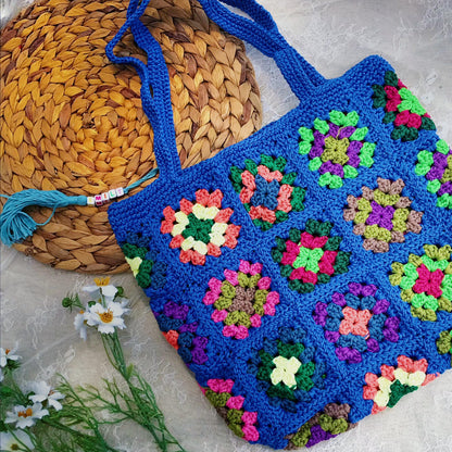 Handmade Crochet Granny Square Bags, Colorful Boho Tote Bags, Unique Crochet Market Bags, Vibrant Crochet Handbags, Artisan Crochet Fashion