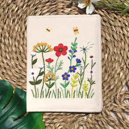 Hand Embroidered Passport Cover with Flower Embroidery, Vintage Floral Passport Wallet,
