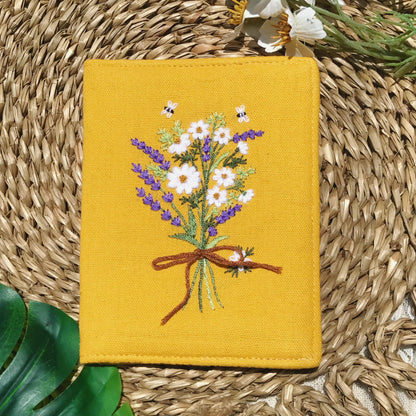 Hand Embroidered Passport Cover with Flower Embroidery, Vintage Floral Passport Wallet,