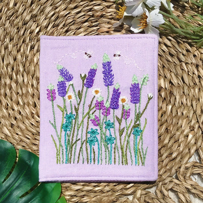 Hand Embroidered Passport Cover with Flower Embroidery, Vintage Floral Passport Wallet,