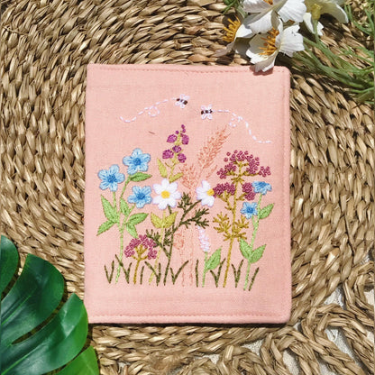 Hand Embroidered Passport Cover with Flower Embroidery, Vintage Floral Passport Wallet,