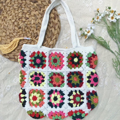 Handmade Crochet Granny Square Bags, Colorful Boho Tote Bags, Unique Crochet Market Bags, Vibrant Crochet Handbags, Artisan Crochet Fashion