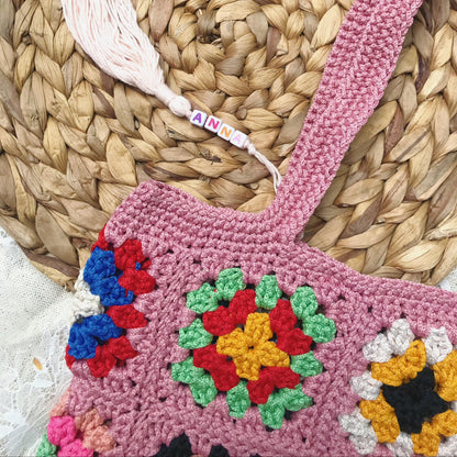 Handmade Crochet Granny Square Bags, Colorful Boho Tote Bags, Unique Crochet Market Bags, Vibrant Crochet Handbags, Artisan Crochet Fashion