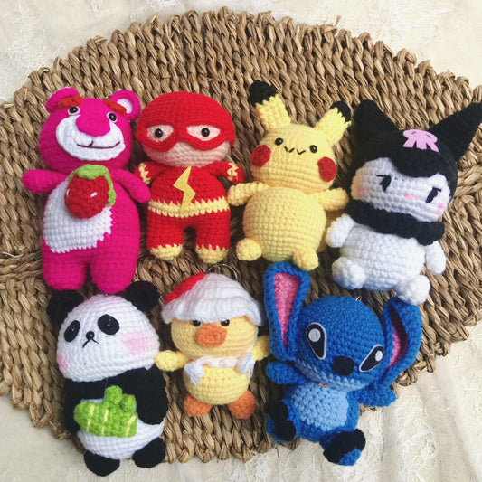 Handmade Crochet Character Keychains, Cute Crochet Animal Charms, Unique Crochet Gift, Kawaii Crochet Accessories, Artisan Crochet Keychains