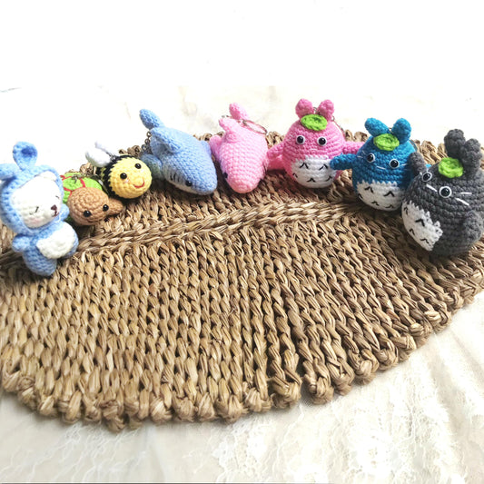 Handmade Crochet Character Keychains, Cute Crochet Charms, Unique Crochet Gift, Kawaii Crochet Accessories, Artisan Crochet Keychains