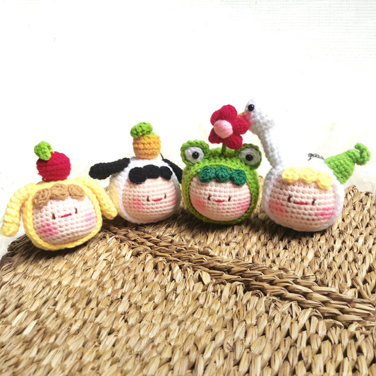 Handmade Crochet Character Keychains, Cute Crochet Charms, Unique Crochet Gift, Kawaii Crochet Accessories, Artisan Crochet Keychains
