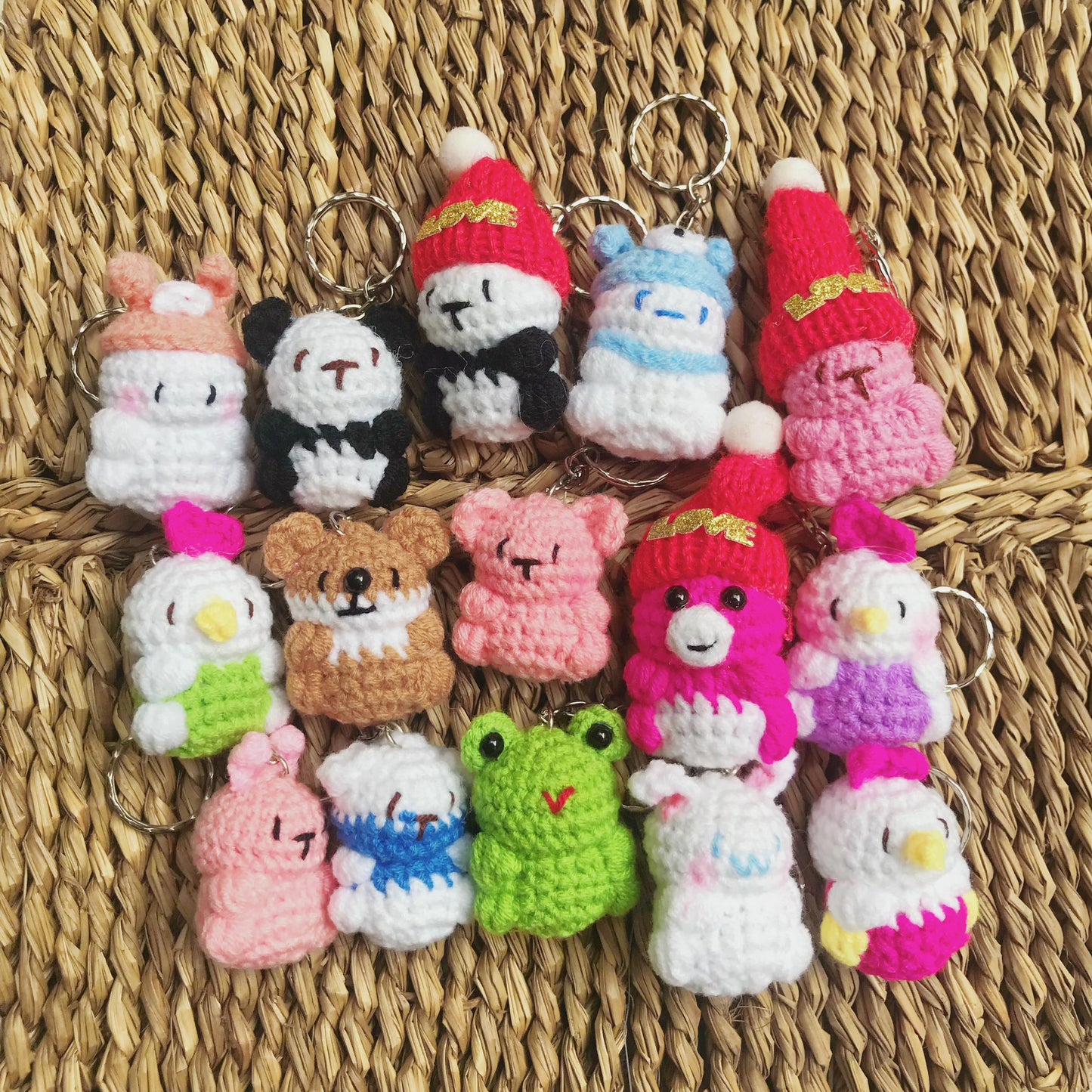 Handmade Crochet Character Keychains, Cute Crochet Charms, Unique Crochet Gift, Kawaii Crochet Accessories, Artisan Crochet Keychains