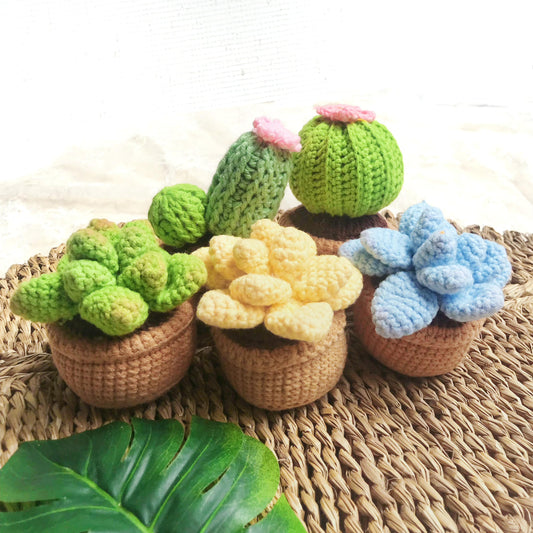 Handmade Crochet Succulent Plants, Unique Crochet Home Decor, Desert Plant Decor, Artisan Crochet Plants, Crochet Plant Gift