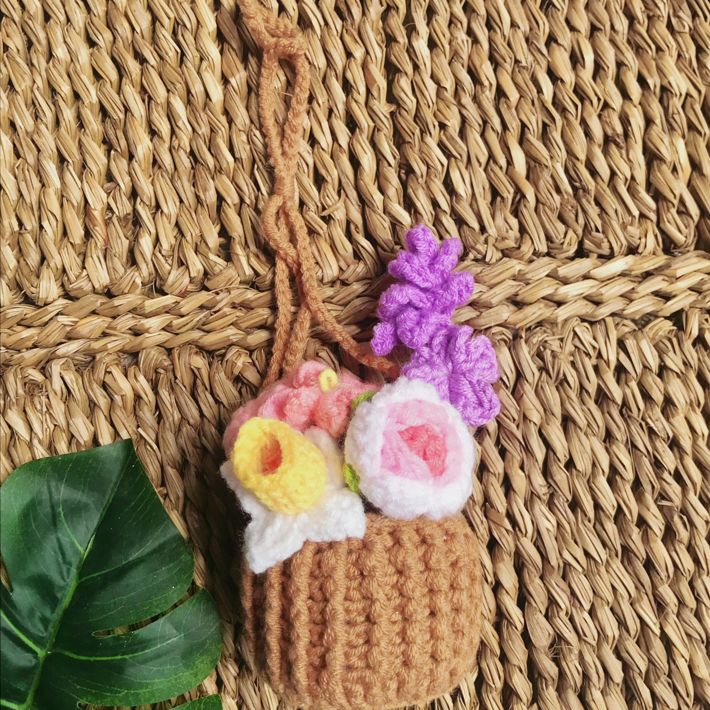 Handmade Crochet Flower Basket, Colorful Floral Arrangement, Unique Crochet Home Decor, Artisan Crochet Flowers, Crochet Flower Gift Beautiful