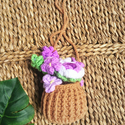 Handmade Crochet Flower Basket, Colorful Floral Arrangement, Unique Crochet Home Decor, Artisan Crochet Flowers, Crochet Flower Gift Beautiful