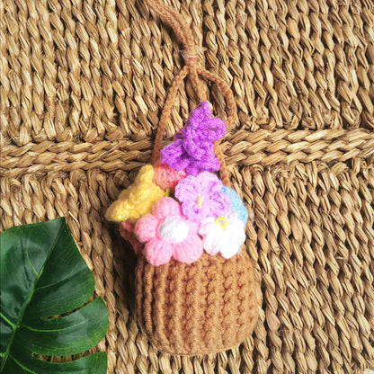 Handmade Crochet Flower Basket, Colorful Floral Arrangement, Unique Crochet Home Decor, Artisan Crochet Flowers, Crochet Flower Gift Beautiful