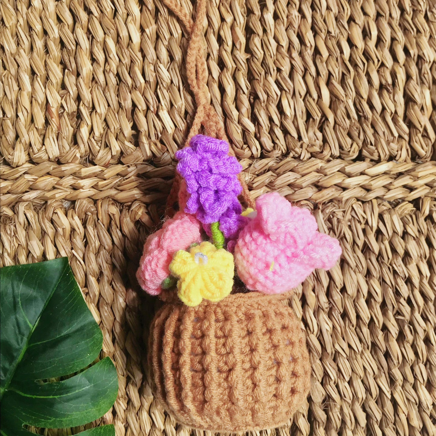 Handmade Crochet Flower Basket, Colorful Floral Arrangement, Unique Crochet Home Decor, Artisan Crochet Flowers, Crochet Flower Gift Beautiful