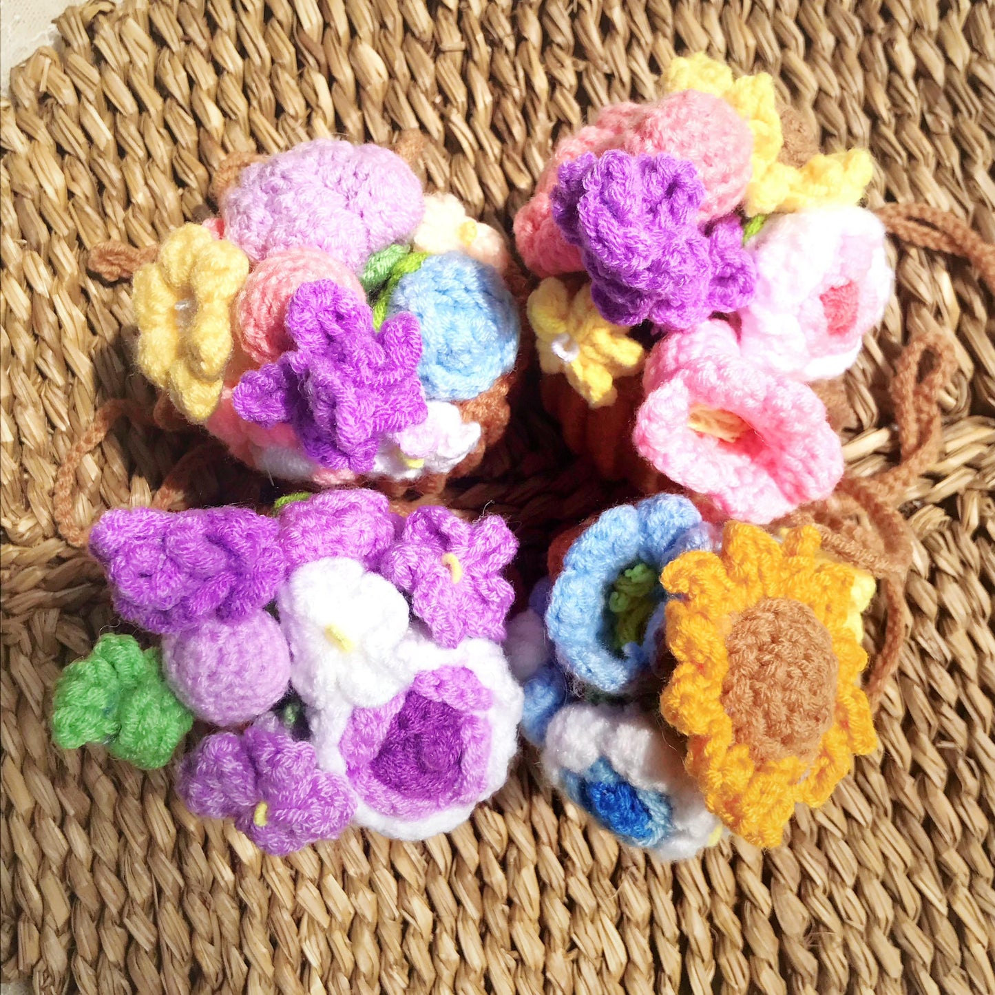 Handmade Crochet Flower Basket, Colorful Floral Arrangement, Unique Crochet Home Decor, Artisan Crochet Flowers, Crochet Flower Gift Beautiful