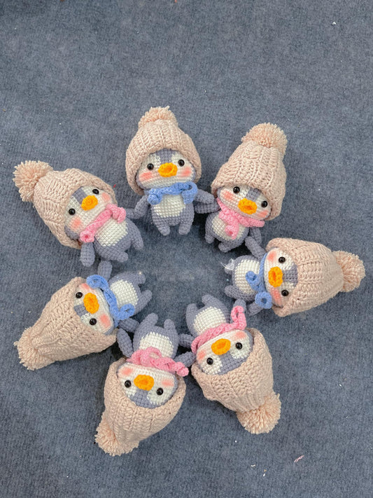 Handmade Crochet Penguin Keychains, Cute Crochet Animal Charms, Unique Crochet Gift, Kawaii Crochet Accessories, Artisan Crochet Keychains
