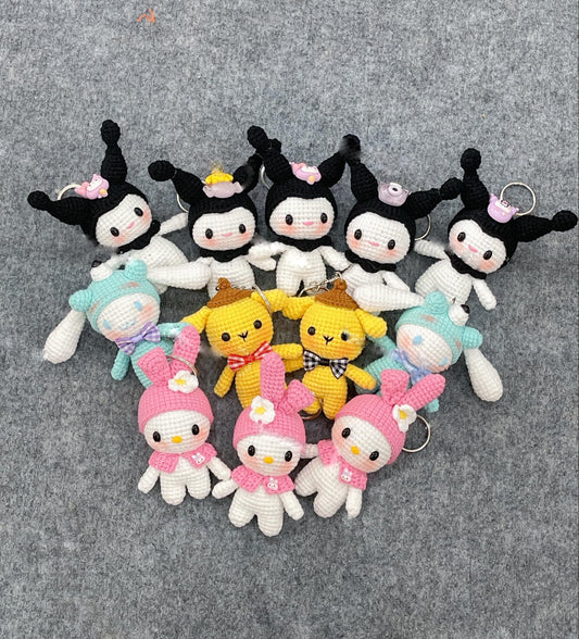 Handmade Crochet Character Keychains, Cute Crochet Charms, Unique Crochet Gift, Kawaii Crochet Accessories, Artisan Crochet Keychains
