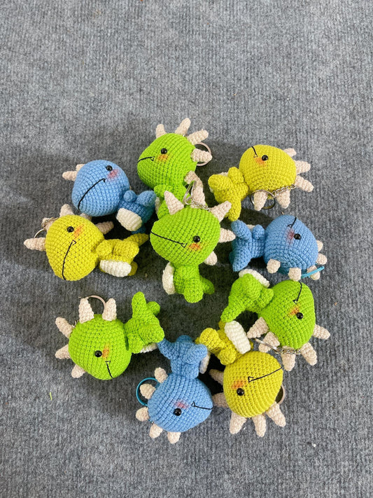 Handmade Crochet Dinosaur Keychains, Cute Crochet Animal Charms, Unique Crochet Gift, Kawaii Crochet Accessories, Artisan Crochet Keychains