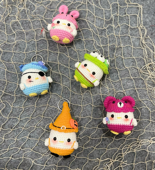 Handmade Crochet Character Keychains, Cute Crochet Charms, Unique Crochet Gift, Kawaii Crochet Accessories, Artisan Crochet Keychains