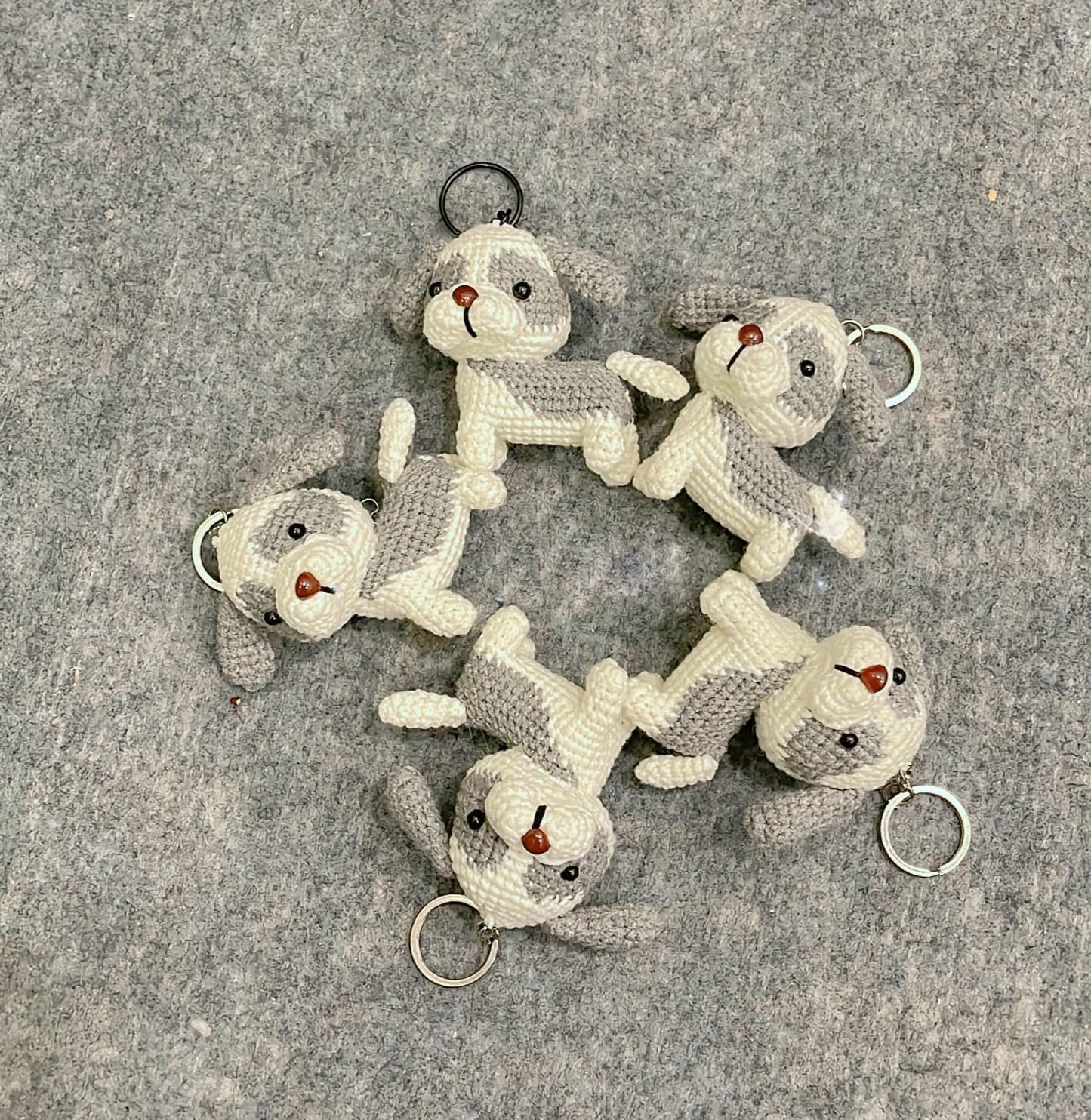 Handmade Crochet Puppy Keychains, Cute Crochet Animal Charms, Unique Crochet Gift, Kawaii Crochet Accessories, Artisan Crochet Keychains